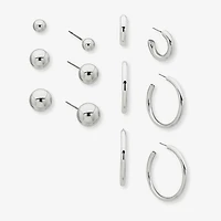 Worthington Silver Tone Womens 6 Pair Earring Set