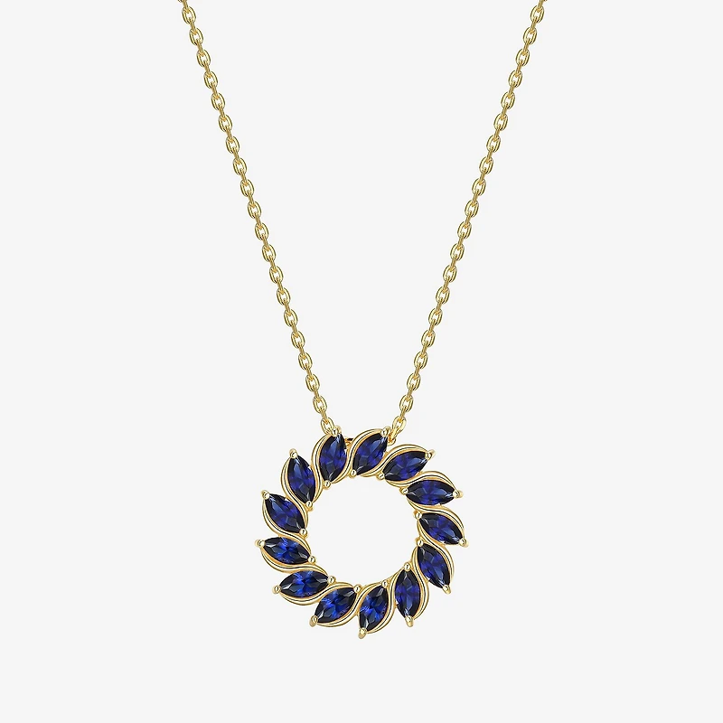 Womens Gemstone 18K Gold Over Silver Circle Pendant Necklace