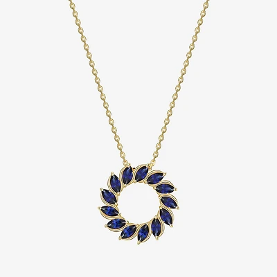 Womens Gemstone 18K Gold Over Silver Circle Pendant Necklace