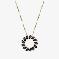 Womens Gemstone 18K Gold Over Silver Circle Pendant Necklace
