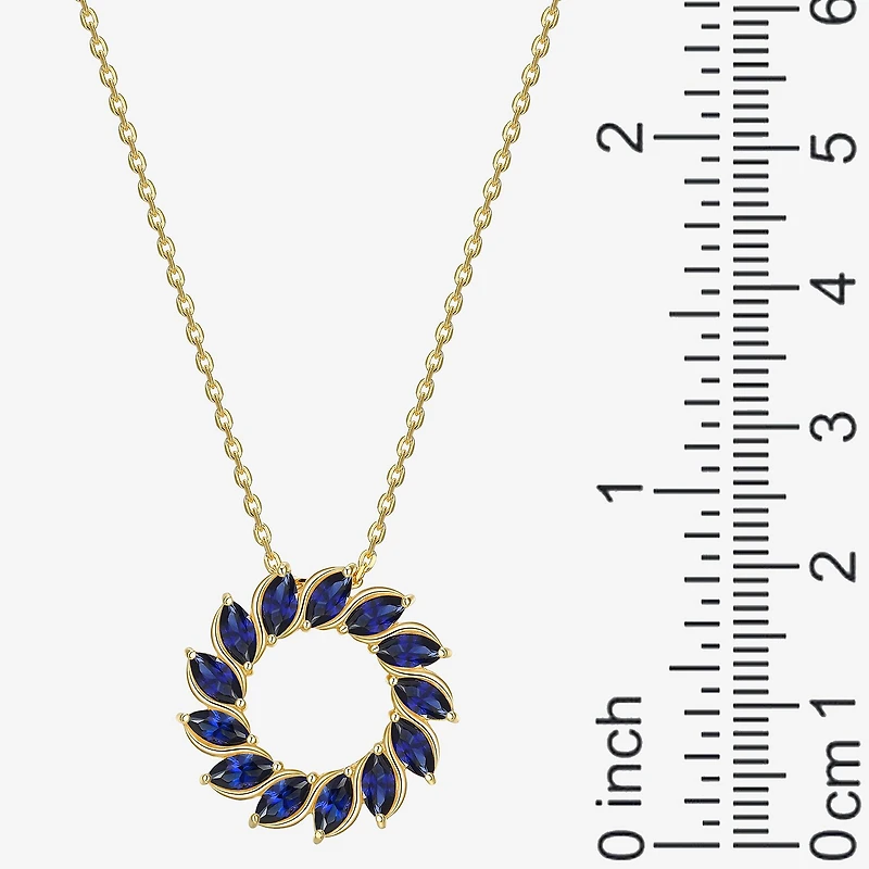 Womens Gemstone 18K Gold Over Silver Circle Pendant Necklace