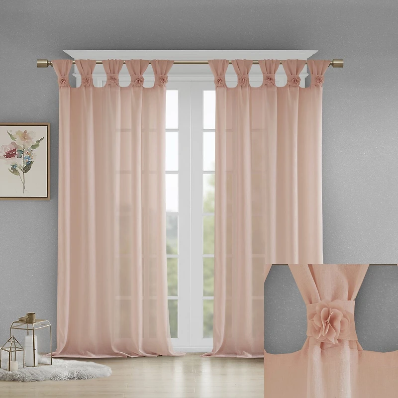 Madison Park Florah Tab Top Sheer Single Curtain Panel