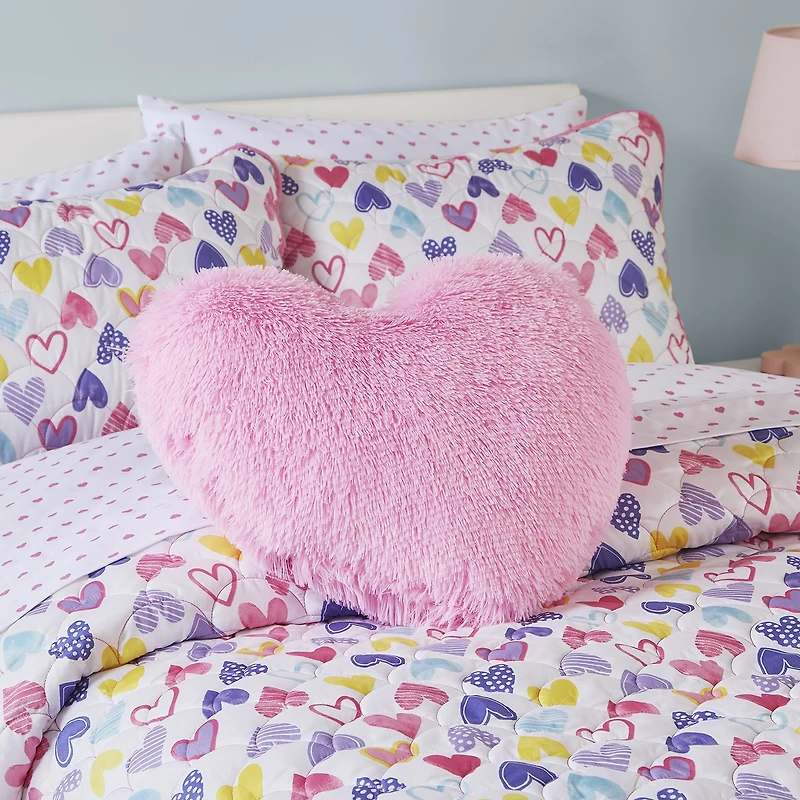 INK+IVY Kids Pink Heart Throw Pillow