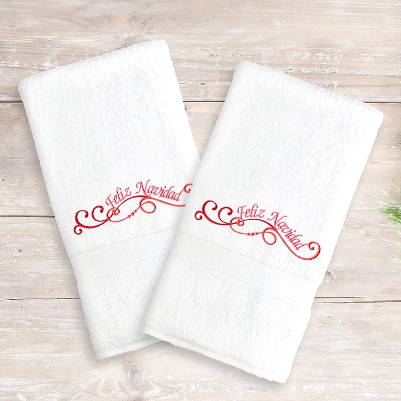 Linum Home Textiles Feliz Navidad Swirls 2-pc. Hand Towel