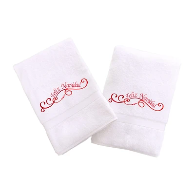 Linum Home Textiles Feliz Navidad Swirls 2-pc. Hand Towel