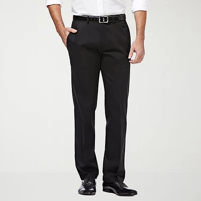 Haggar Premium No Iron Khaki Mens Comfort Waistband Straight Fit Flat Front Pant