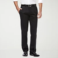 Haggar Premium No Iron Khaki Mens Comfort Waistband Straight Fit Flat Front Pant