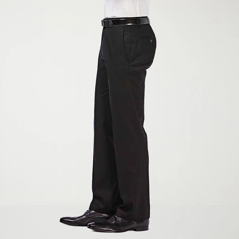 Haggar Premium No Iron Khaki Mens Comfort Waistband Straight Fit Flat Front Pant