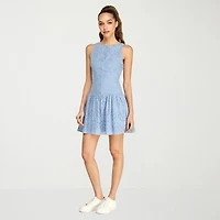 belle vie Womens Sleeveless Scoop Neck Drop Waist Dress