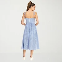 belle vie Womens Sleeveless Striped Midi Corset Dress