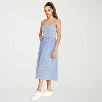 belle vie Womens Sleeveless Striped Midi Corset Dress