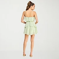 belle vie Womens V Neck Sleeveless A-Line Dress