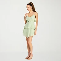 belle vie Womens V Neck Sleeveless A-Line Dress