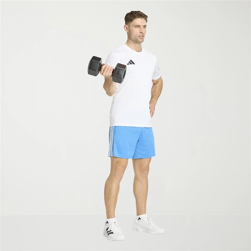 adidas Essentials 3 Stripe Pique Mens 7" Mid Rise Workout Shorts