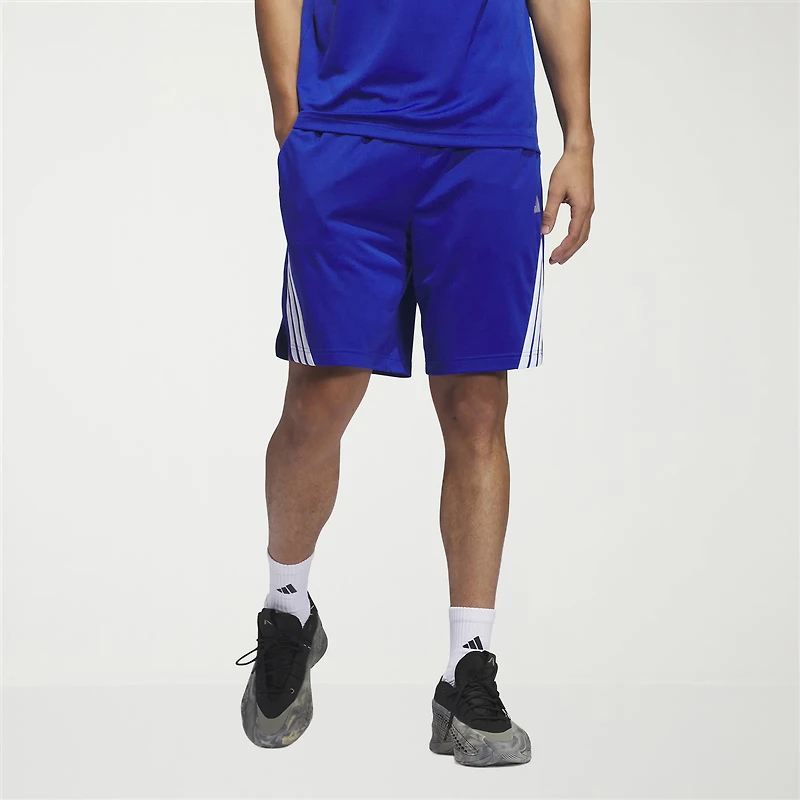 adidas 3 Stripe Mens Mid Rise 9" Basketball Short