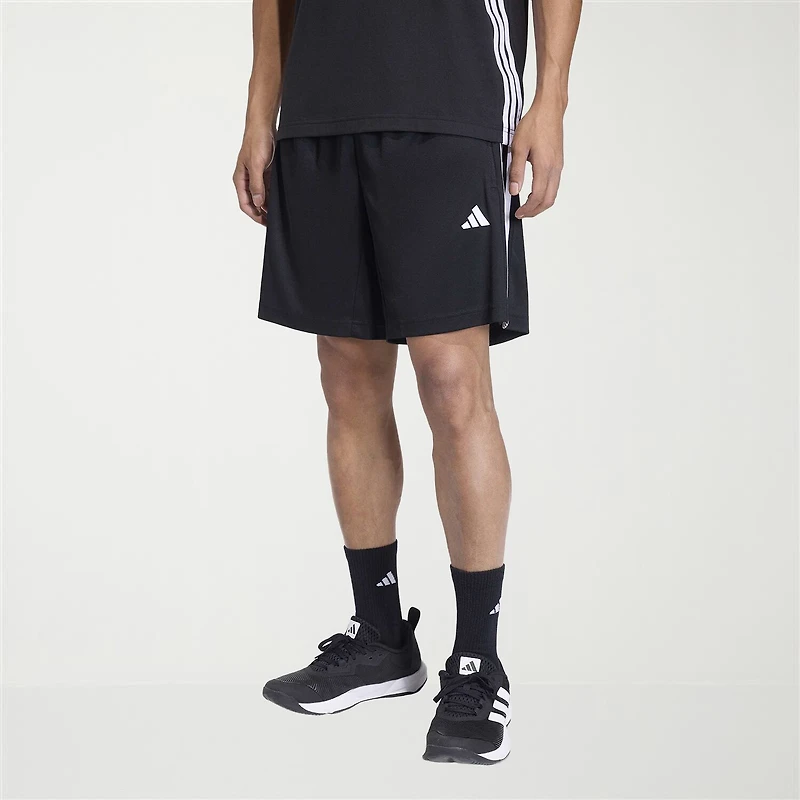 adidas Essential 3 Stripe Mens 9" Big and Tall Workout Shorts