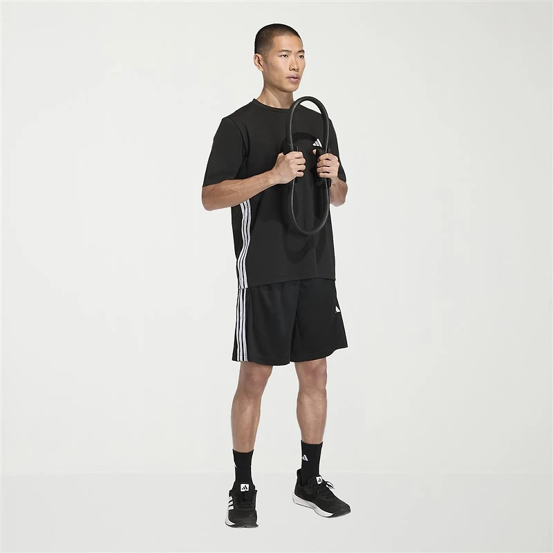 adidas Essential 3 Stripe Mens 9" Big and Tall Workout Shorts