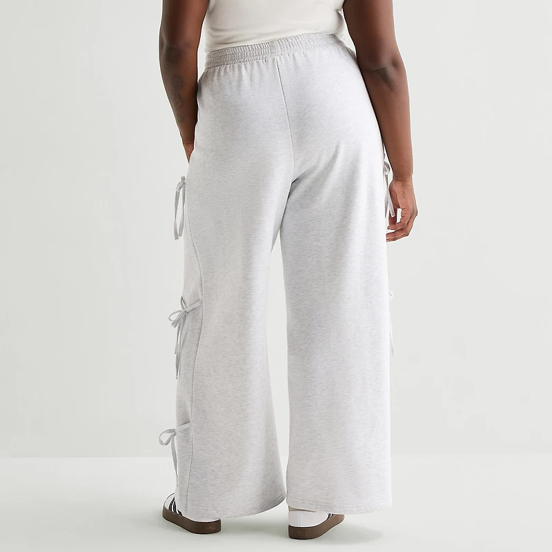 Forever 21 Womens Juniors Plus Wide Leg Mid Rise Pull-On Pant