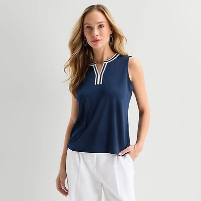 Liz Claiborne Womens V Neck Sleeveless Blouse