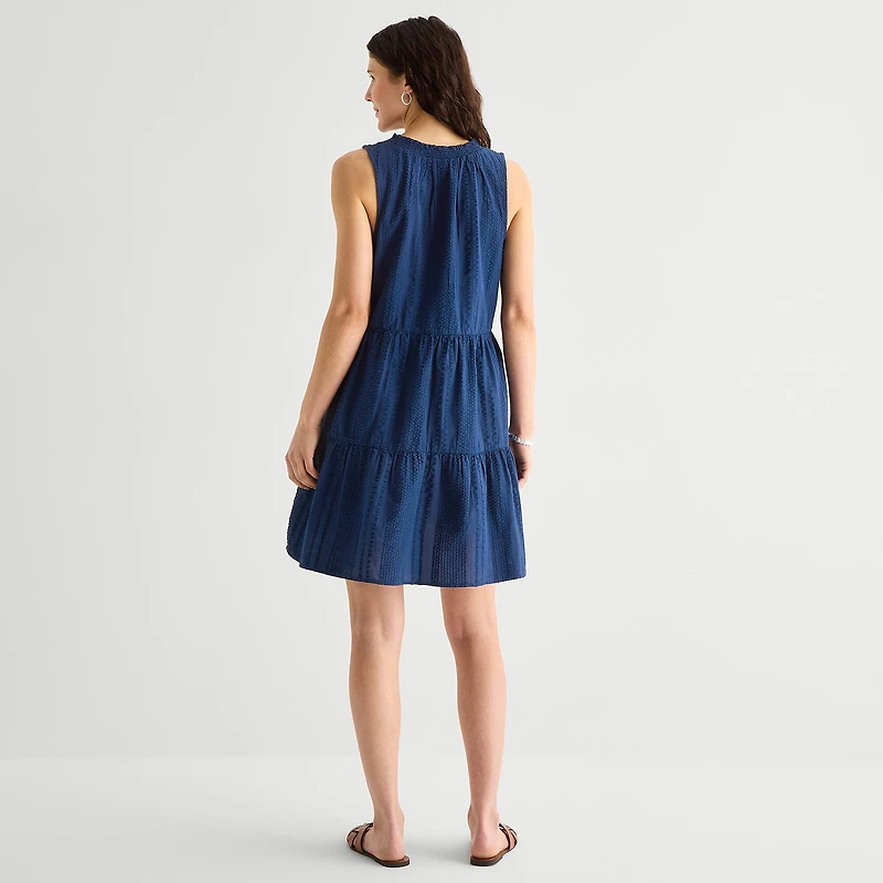 St. John's Bay Womens V Neck Sleeveless A-Line Dress
