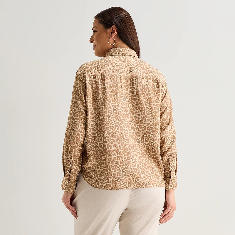 Liz Claiborne Womens Plus Long Sleeve Blouse