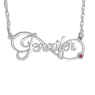 Personalized Womens Simulated Sterling Silver 18 Inch Pendant Necklace