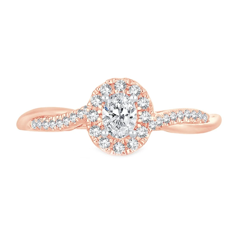 Womens 1 CT. T.W. Natural White Diamond 10K Gold Oval Engagement Ring