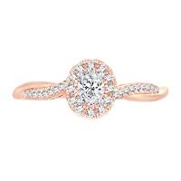 Womens 1 CT. T.W. Natural White Diamond 10K Gold Oval Engagement Ring