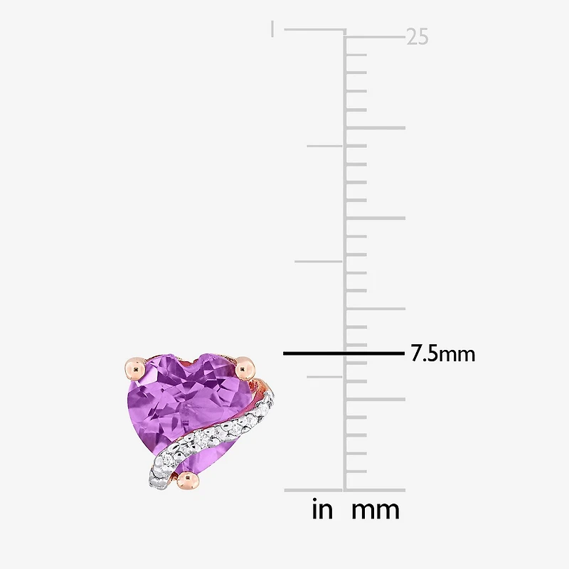 Diamond Accent Gemstone Sterling Silver 7.5mm Heart Stud Earrings