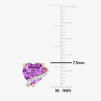 Diamond Accent Gemstone Sterling Silver 7.5mm Heart Stud Earrings