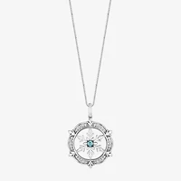 Enchanted Disney Fine Jewelry Womens 1/6 CT. T.W. Genuine White Quartz Sterling Silver Snowflake 18 Inch Pendant Necklace