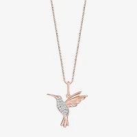 Enchanted Disney Fine Jewelry Hummingbird Womens Diamond Accent Natural White Diamond 14K Rose Gold Over Silver 18 Inch Pendant Necklace