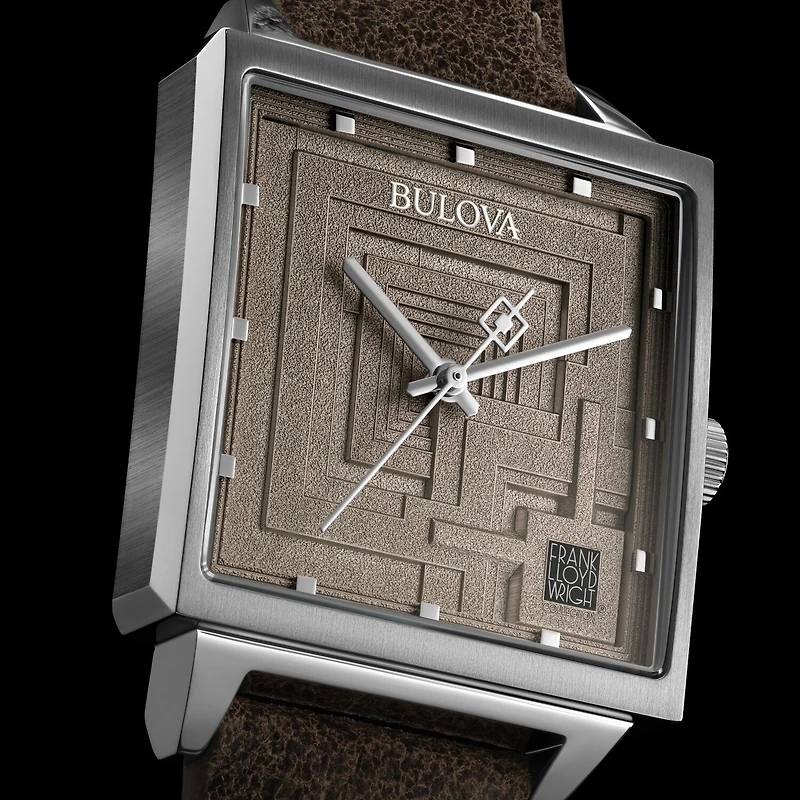 Bulova Mens Leather Strap Watch 96a314
