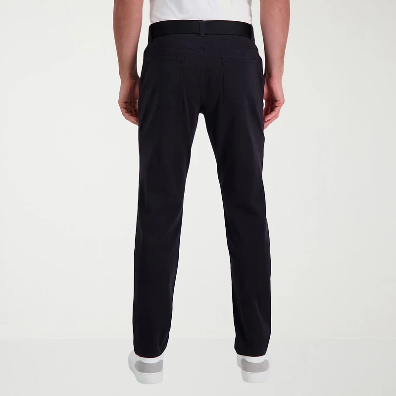 Haggar The Active Series City Flex 5 Pocket Cotton Traveler Mens Comfort Waistband Straight Fit Flat Front Pant