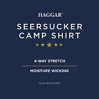 Haggar Performance Seersucker Mens Short Sleeve Slim Fit Button-Down Shirt