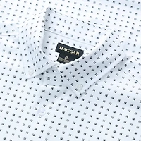 Haggar Performance Seersucker Mens Short Sleeve Slim Fit Button-Down Shirt