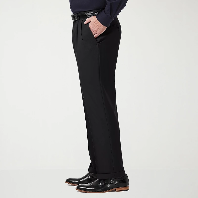 Haggar Premium Comfort Mens Cuffed Classic Fit Dress Pleated Pant
