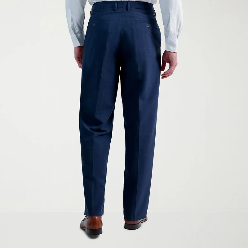 Haggar JMH Prince Of Wales Mens Stretch Fabric Classic Fit Plaid Flat Front Suit Pant