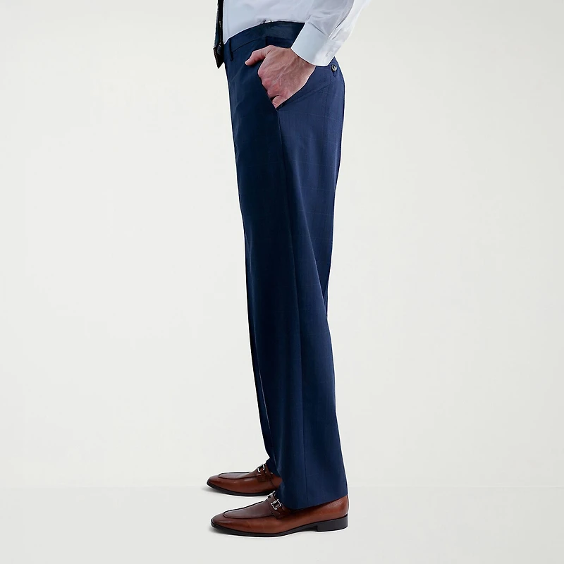 Haggar JMH Prince Of Wales Mens Stretch Fabric Classic Fit Plaid Flat Front Suit Pant
