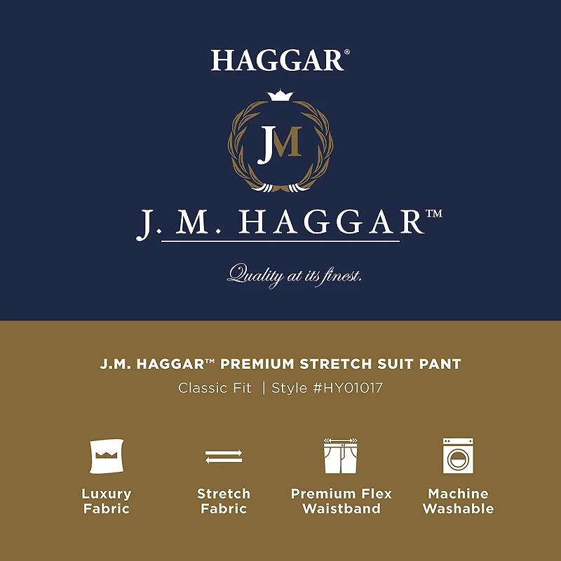 Haggar JMH Prince Of Wales Mens Stretch Fabric Classic Fit Plaid Flat Front Suit Pant
