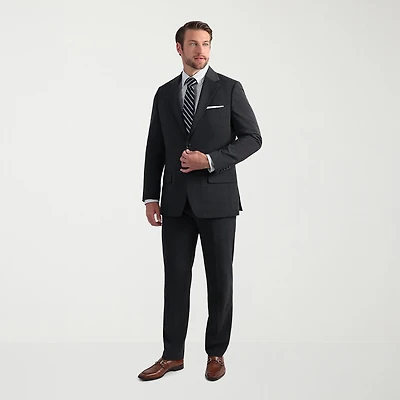 Haggar JMH Tailored Wool Mens Stretch Fabric Modern Fit Windowpane Flat Front Suit Pant