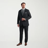 Haggar JMH Tailored Wool Mens Stretch Fabric Modern Fit Windowpane Flat Front Suit Pant