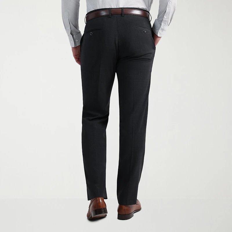Haggar JMH Tailored Wool Mens Stretch Fabric Modern Fit Windowpane Flat Front Suit Pant