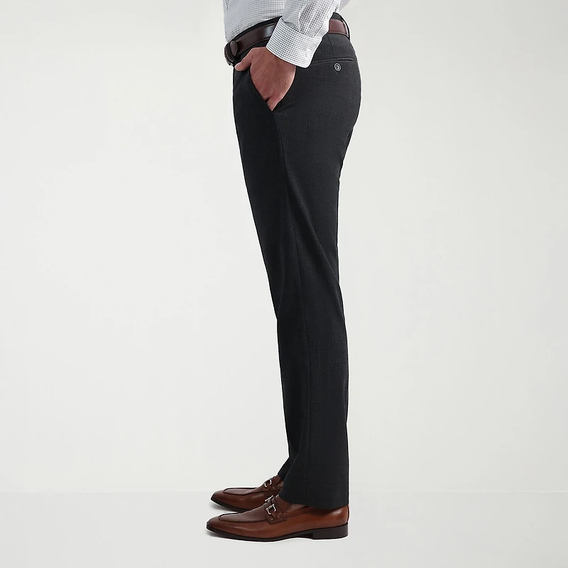 Haggar JMH Tailored Wool Mens Stretch Fabric Modern Fit Windowpane Flat Front Suit Pant