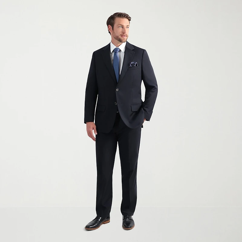 Haggar JMH Tailored Wool Mens Stretch Fabric Modern Fit Windowpane Flat Front Suit Pant