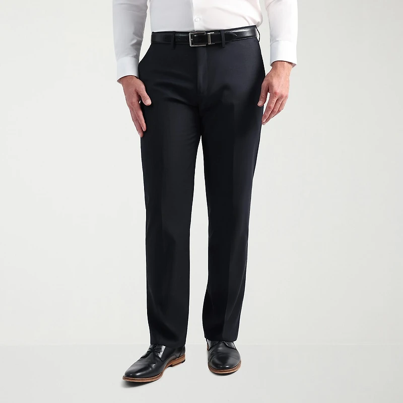 Haggar JMH Tailored Wool Mens Stretch Fabric Modern Fit Windowpane Flat Front Suit Pant