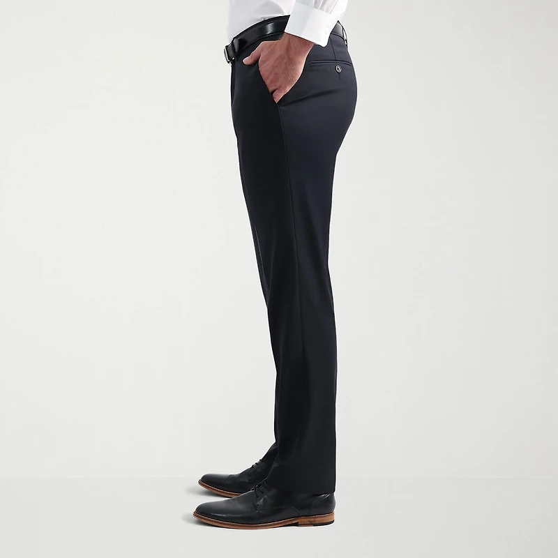 Haggar JMH Tailored Wool Mens Stretch Fabric Modern Fit Windowpane Flat Front Suit Pant