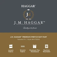 Haggar JMH Tailored Wool Mens Stretch Fabric Modern Fit Windowpane Flat Front Suit Pant