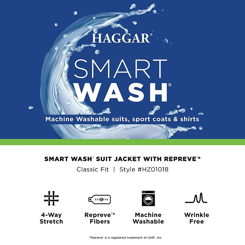Haggar Smart Wash With Repreve Houndstooth Mens Stretch Fabric Classic Fit Suit Jacket