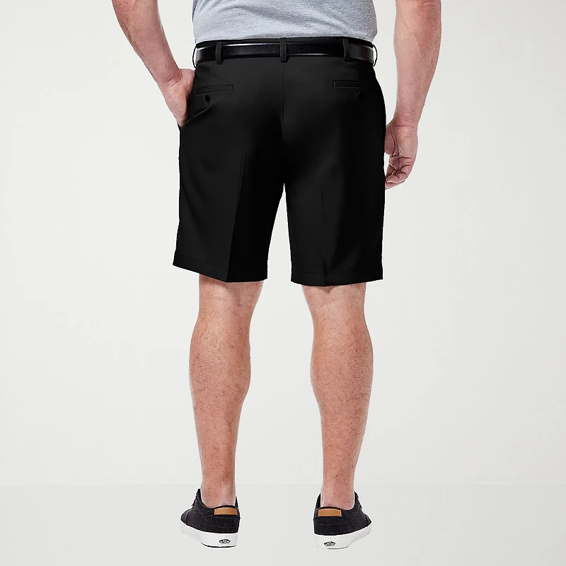 Haggar Cool 18 Pro Pleated Expandable Waist Mens 9 1/2" Big and Tall Stretch Fabric Moisture Wicking Quick Dry Chino Short